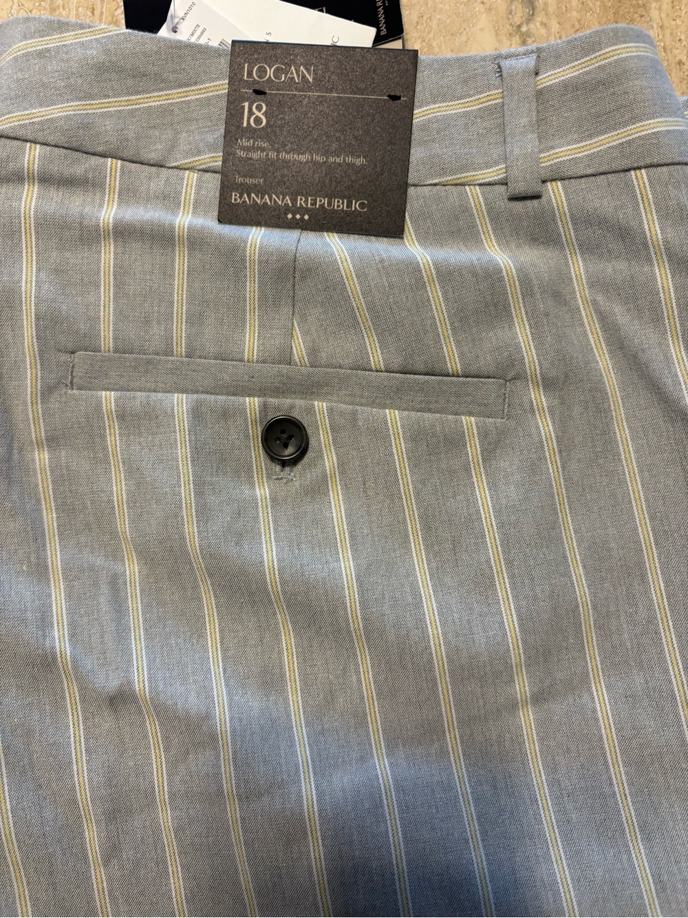 NWT Banana Republic Factory Logan Trouser Pant | Size 18 | Grey Yellow Pinstripe